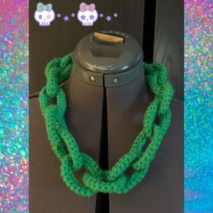 Green Crochet Chain Necklace